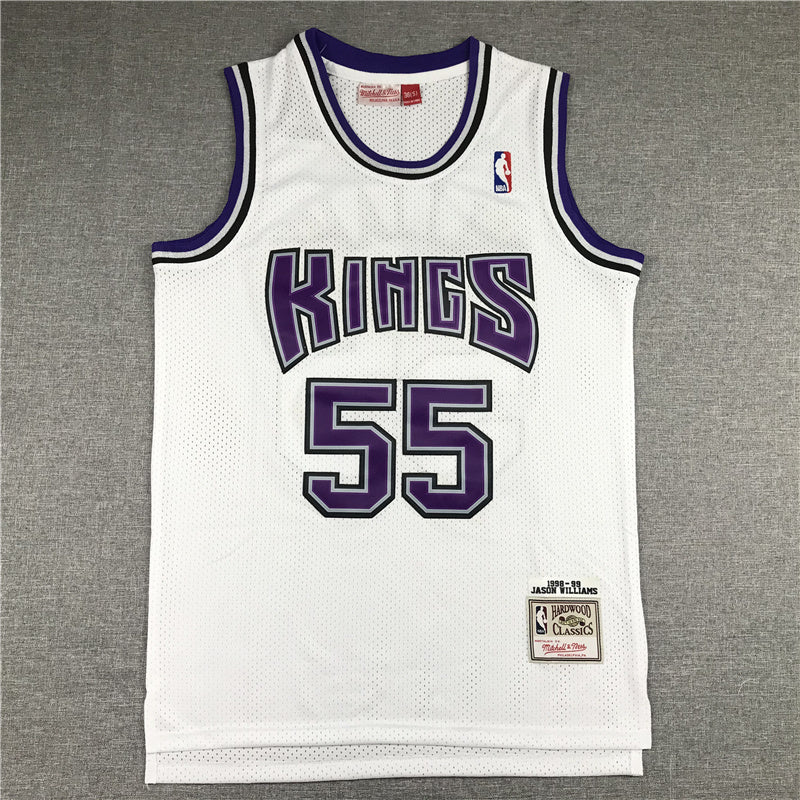 Sacramento Kings#55 Williams Kings 55 White Retro Logo Style 2