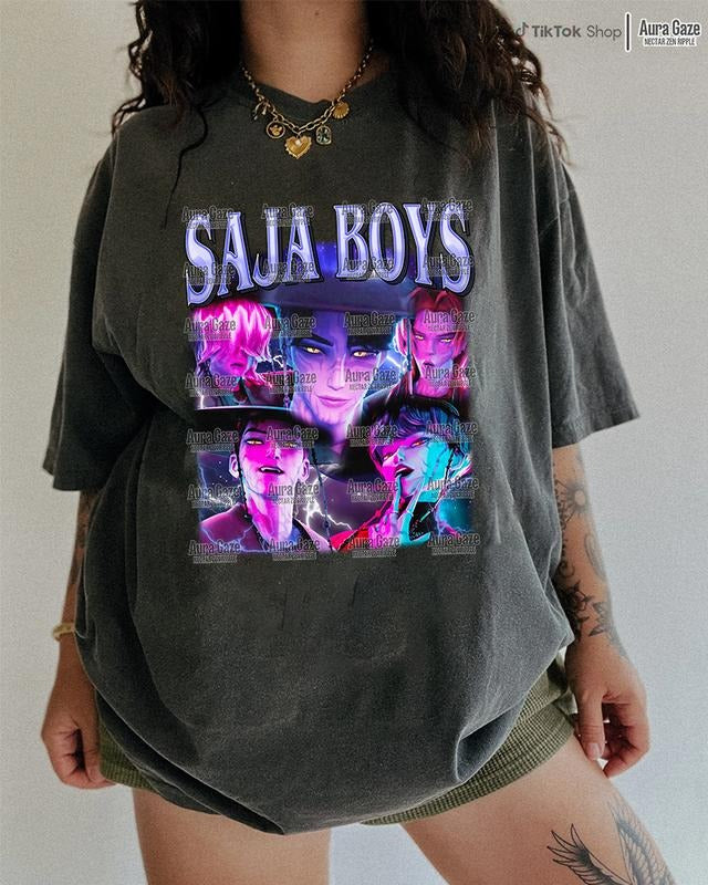 Saja Boys - Demon ver | KPop Demon Hunters Comfort Colors Unisex Tshirt For Fan, KPop Demon Hunters Retro Bootleg Shirt, Celebrity Crush Movie Merch