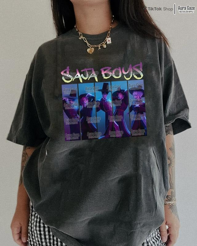 Saja Boys - Demon ver 2 | KPop Demon Hunters Comfort Colors Unisex Tshirt For Fan, KPop Demon Hunters Retro Bootleg Shirt, Celebrity Crush Movie Merch