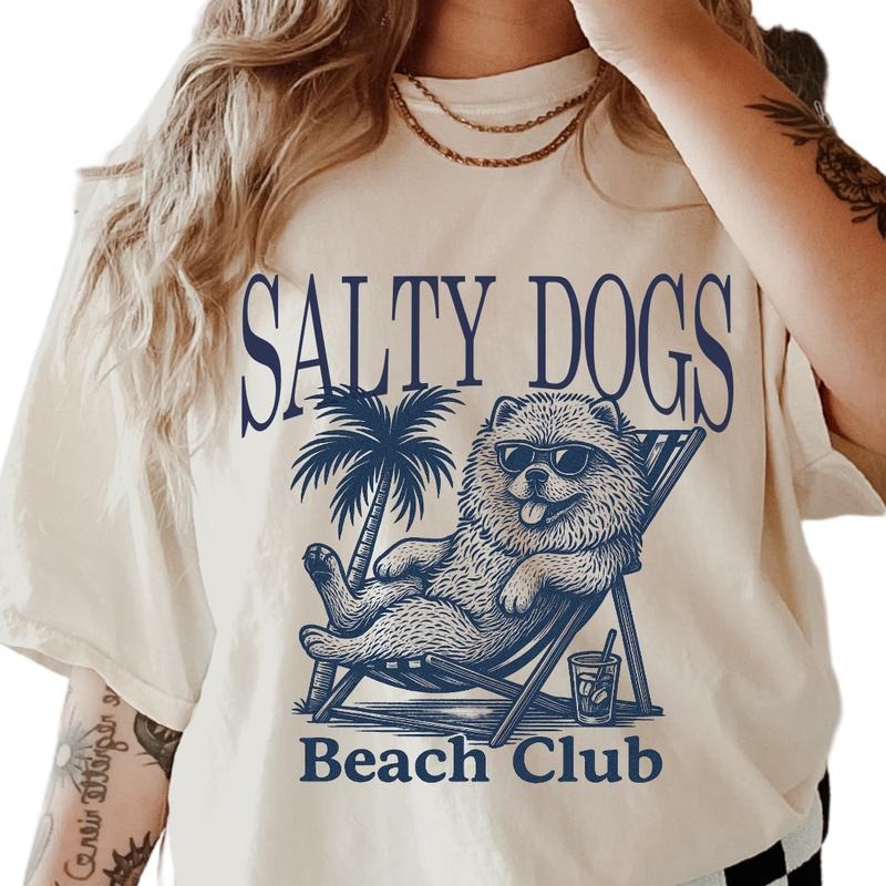 Salty Dogs Beach Club Chow Chow Shirt ~ Unisex Apparel Relaxed Fit Printed In The USA Clothing Womenswear Casual Comfort...