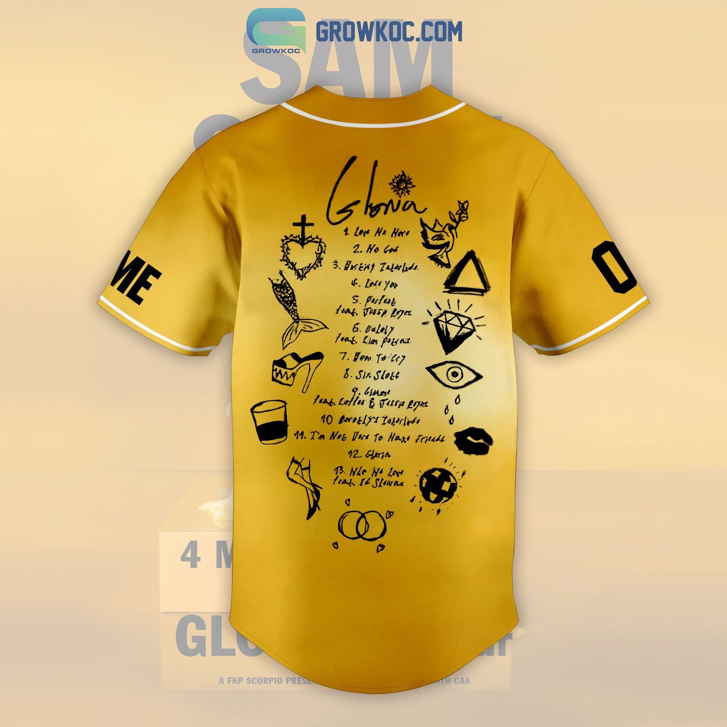 Sam Smith Gloria The Tour Personalized Baseball Jersey