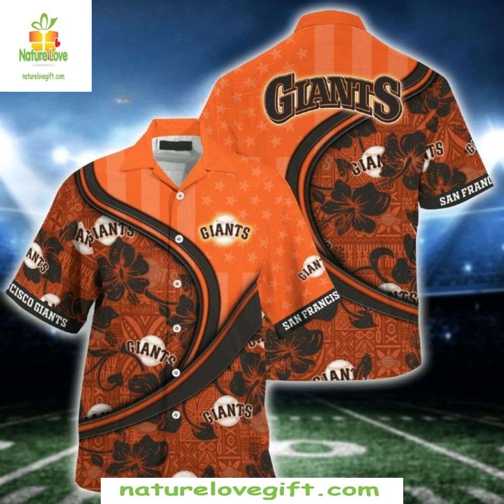 San Francisco Giants Hawaiian Shirt MLB Baseball Apparel USA Flag