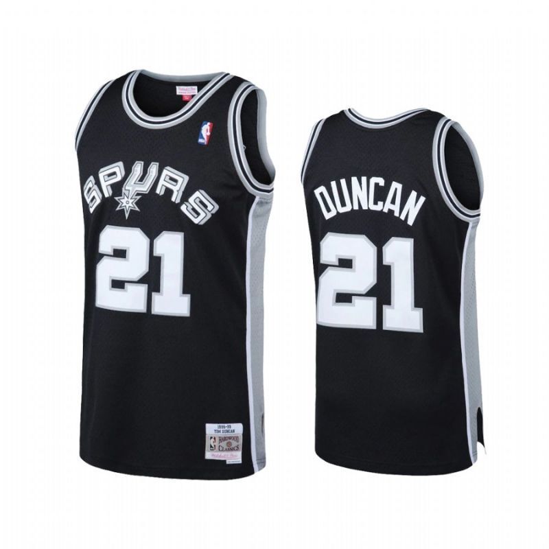 San Antonio Spurs #21 Tim Duncan Spurs Team 21 # · tim duncan Retro m&n Black Premium Mesh Jersey