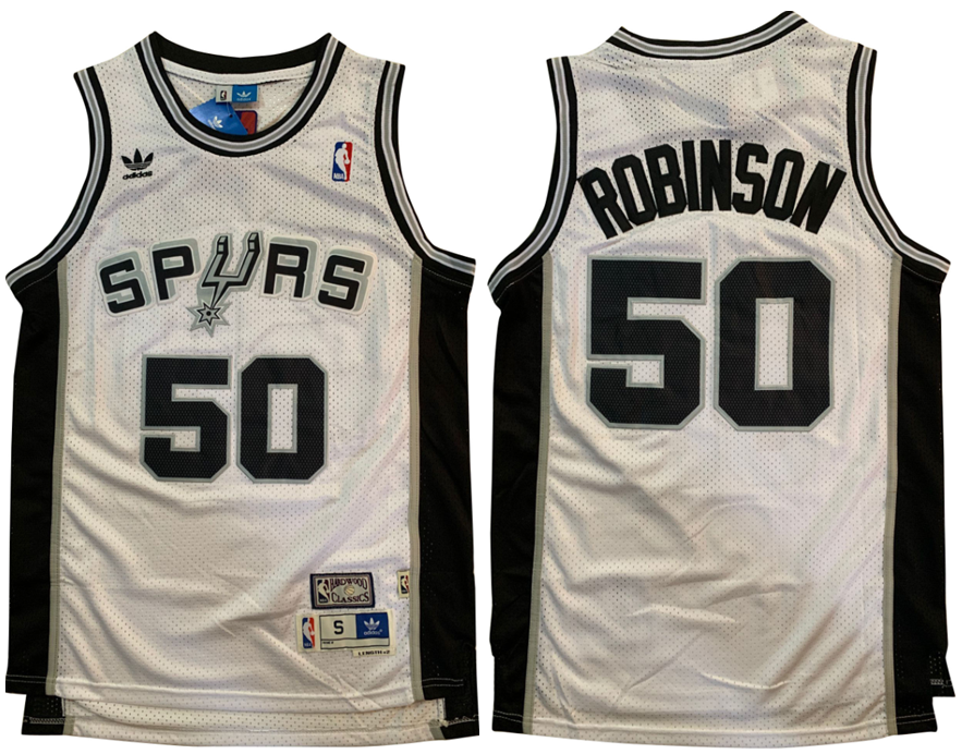 San Antonio Spurs #50 Robinson Spurs 50 # David · Robinson White Retro Premium Mesh Style 2