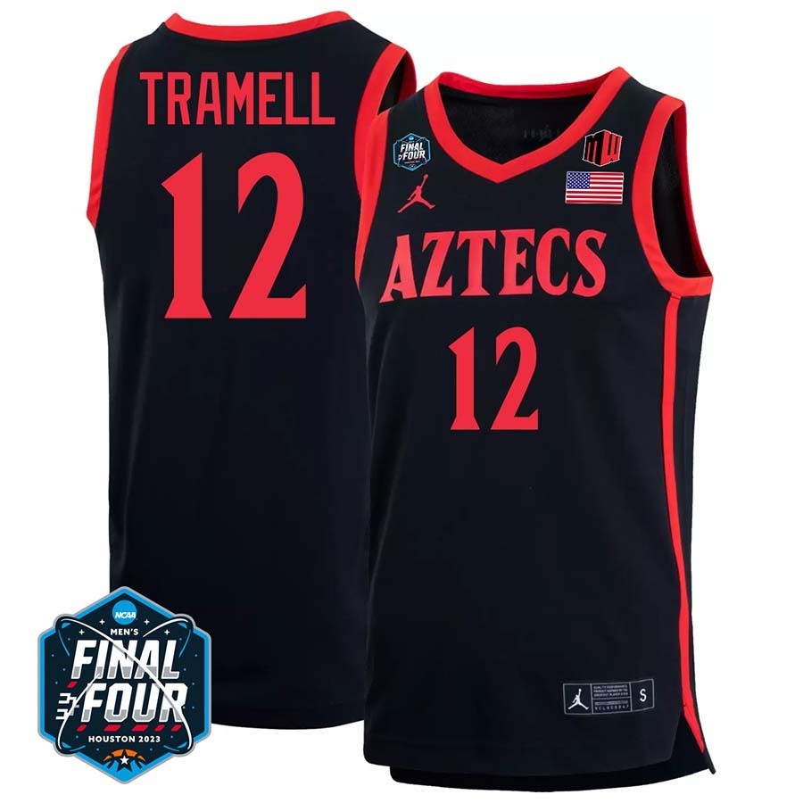 San Diego State #12 Darrion Tramell 2023 Final Four College Basketball Limited Jersey – Black