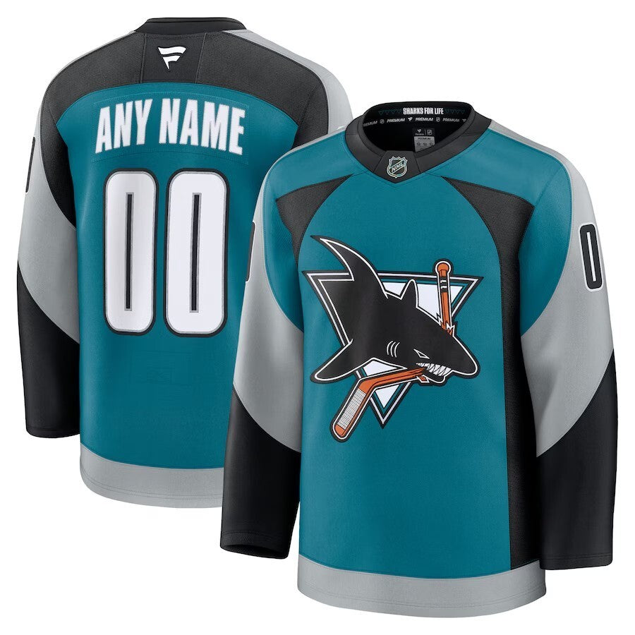San Jose Sharks Fanatics Alternate Custom Premium Jersey - Teal