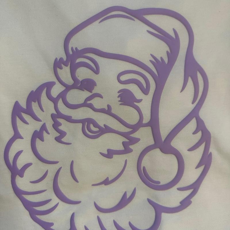 Santa Claus Tee Shirt - Casual Women's Graphic Tee Available in White and Black with Charming Santa Design, Comfortable Fit, Available in Lavender & Metallic Rose Gold - Womenswear