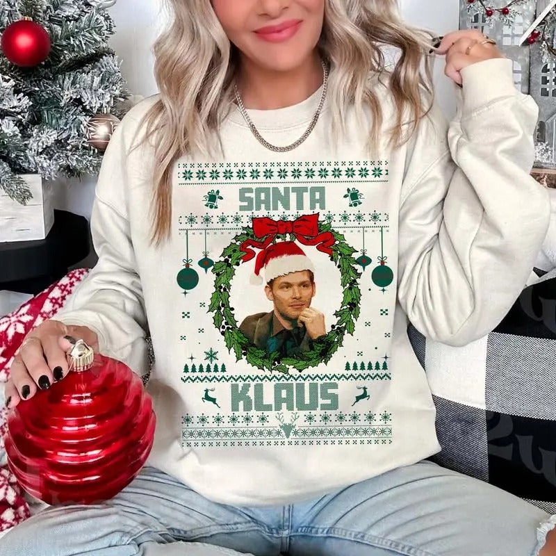 Santa Klaus Chirstmas Sweatshirt, Klaus Mikaelson shirt for women ,Vintage Movie Shirt, Perfect Christmas Gift Casual Womenswear