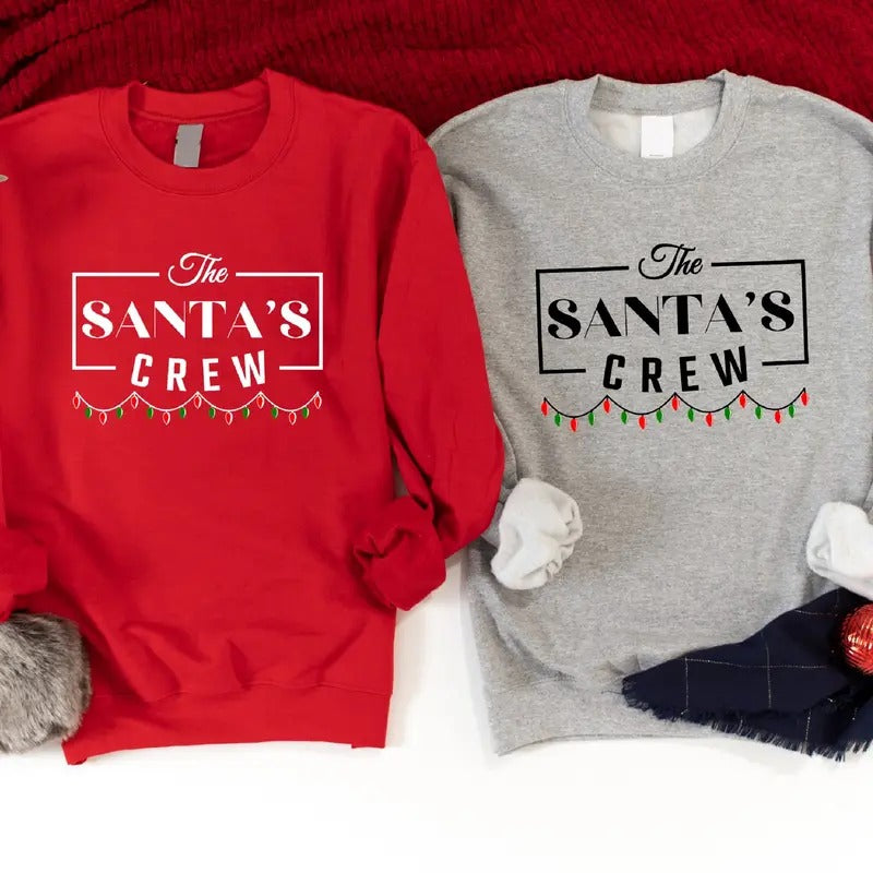 Santa's Crew Sweatshirt, Family Matching Christmas Hoodies, Cousin Christmas Crew Sweaters, Reunion Christmas Party Long...