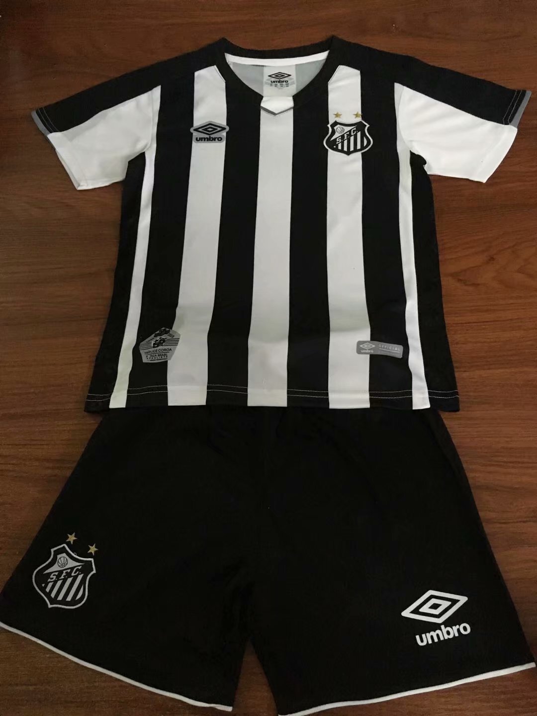 Santos home black and white kids 19-20 season soccer jersey