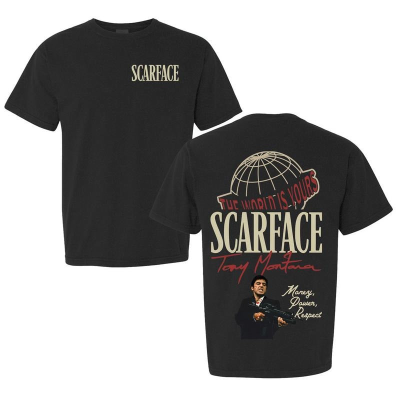 Scarface Shirt, scarface the world is yours,scarface hoodie,tony montana scarface,tony montana graphic tee,tony montana,scarface t shirt