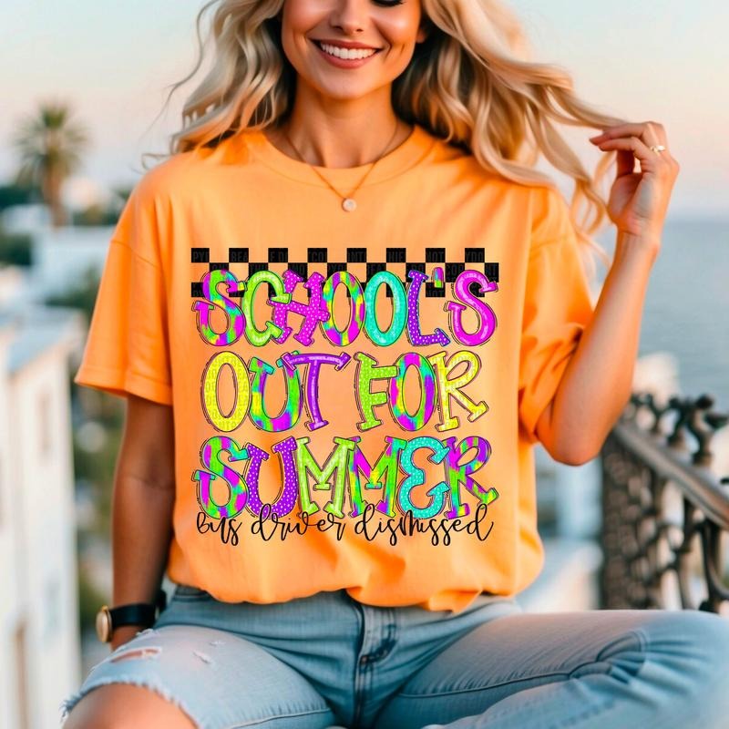Schools Out Bus Driver DTF Transfers - THIS IS NOT A SHIRT Hoodie, Sweatshirt | InkThreadWorks.com