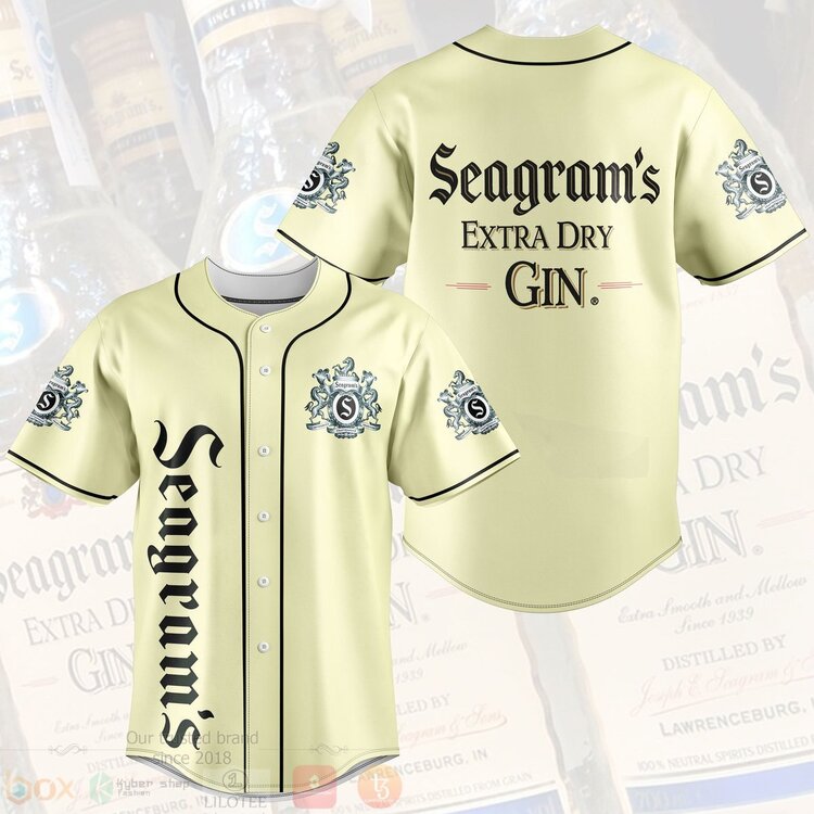 FASHION Seagram Extra Dry Gin Baseball Jerseys Botton Shirt