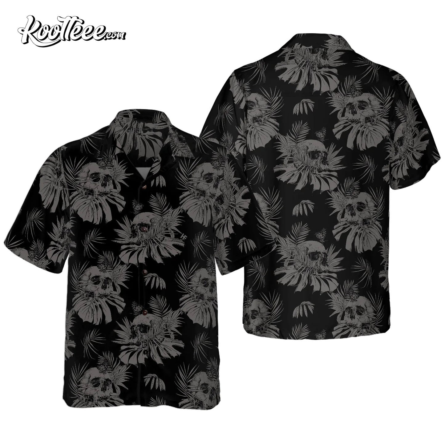 Seamless Gothic Skull With Butterfly Goth Hawaiian Shirt