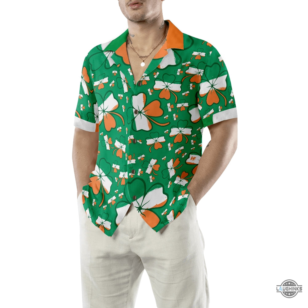 Seamless Ireland Styled Shamrock Saint Patricks Day Irish V3 Hawaiian Shirt Aloha Summer Beach Button Up Shirts And Shorts NEW