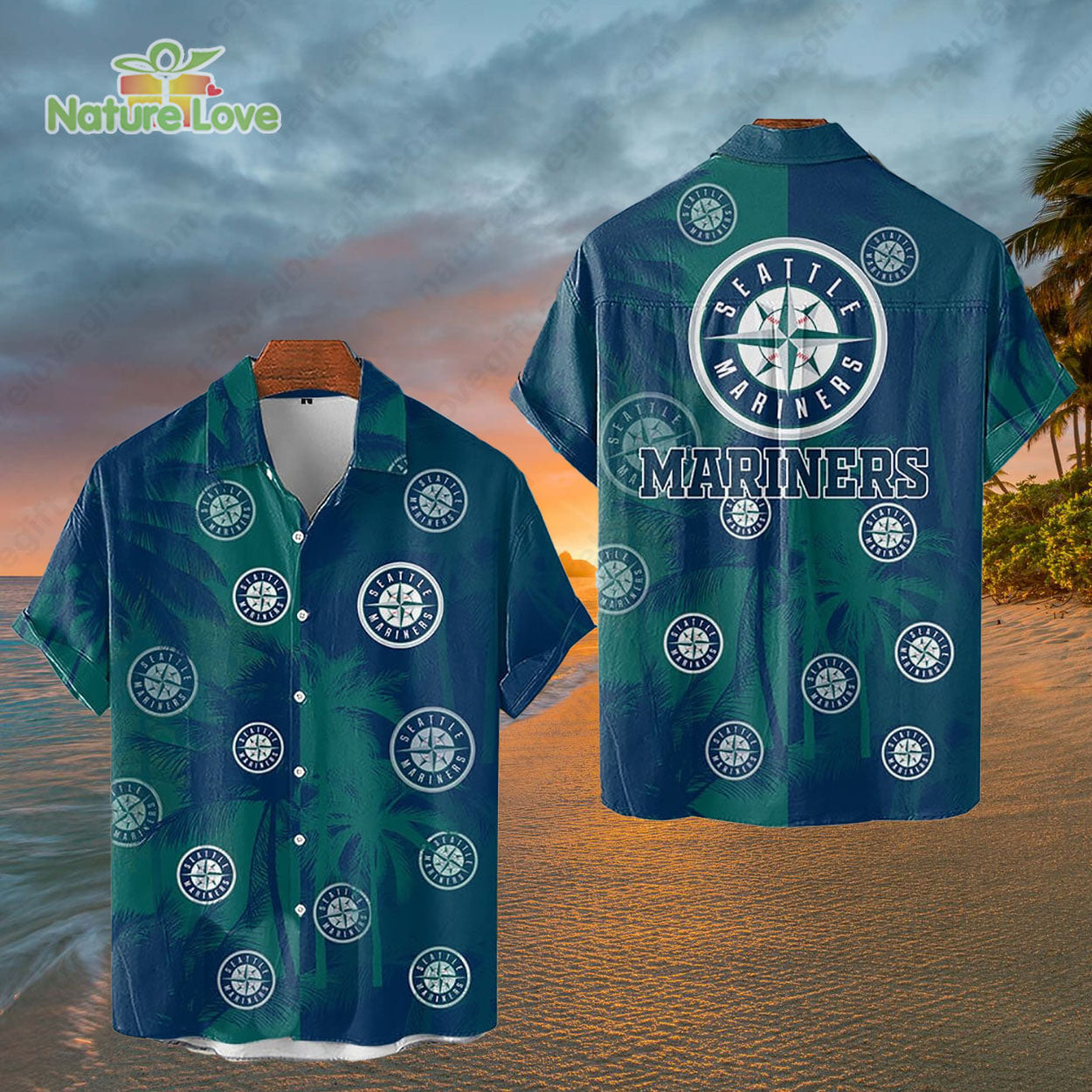 Seattle Mariners Tropical Palm Trees MLB Hawaiian Shirt