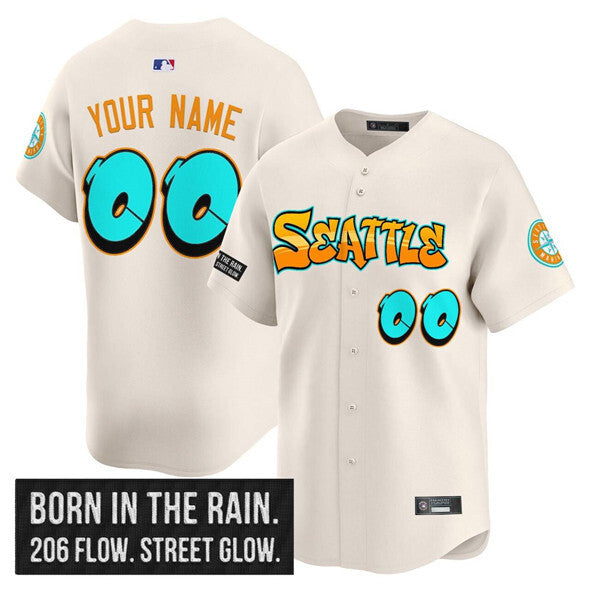 Seattle Mariners Active Player Custom Cream 2025 'Graffiti Emerald Drop Edition'
