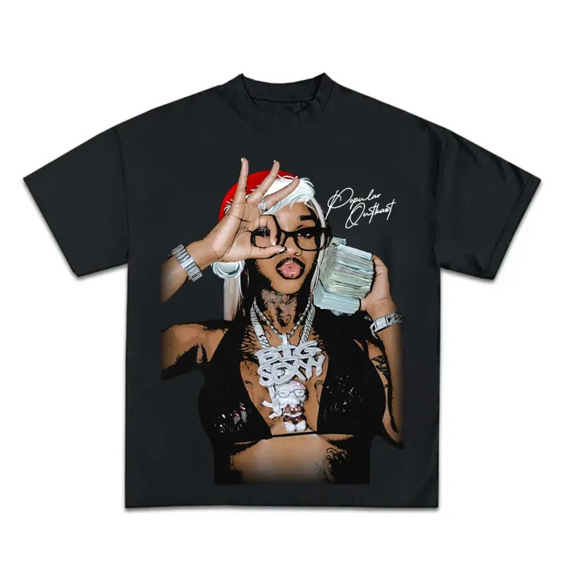 Sexy Redd Ghetto Superstar Santa Hat Tee Shirt Graphic Merry Christmas