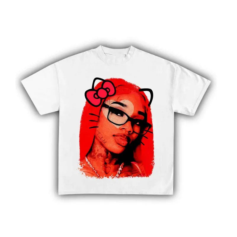 Sexyy Kitty Big Face Kiss Of Life Shirt Concert Cotton Graphic Tee for Music Fans