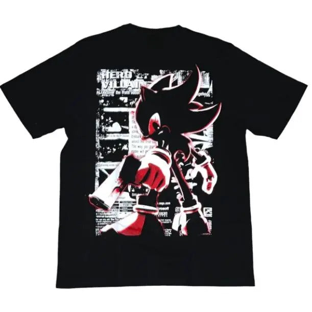 Shadow the Hedgehog Screen T-Shirt, Unisex Vintage Graphic Tees Gothic Grunge Y2k Emo Scene Amity Affliction Style Clothes Men Women