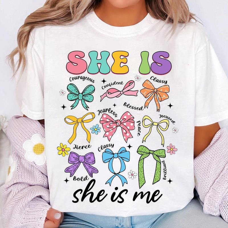 She Is Mom Coquette Bow T-Shirt, Flower Mom T-Shirt, Mom Life T-Shirt, Mother's Day T-Shirt, Gift for Mom, Mom coquette...