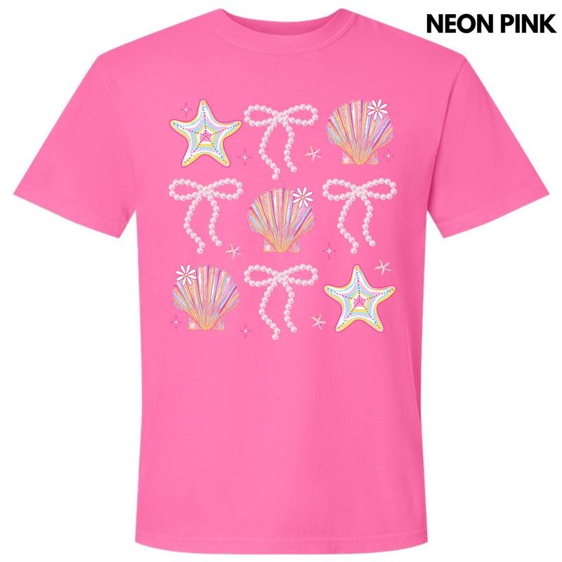 *** Shells & Stars Bow Collage Comfort Colors T-Shirt (Youth) 'NLB'