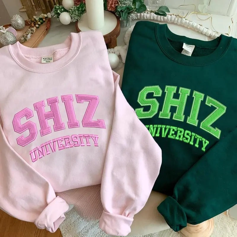 Shiz Sweatshirt Hoodie Embroidered Wickeds Movie, Wizard Shiz University Shirt, Defying Gravitiy Shirt, Wickeds Merch Movie Lover Xmas Embroidered Gifts