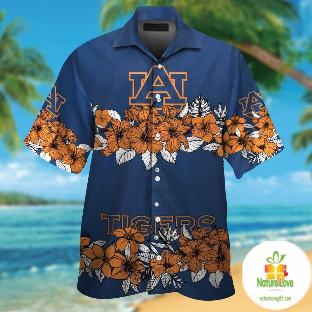 Auburn Tigers Hawaiian Shirt Short Sleeve Button Up Tropical Aloha