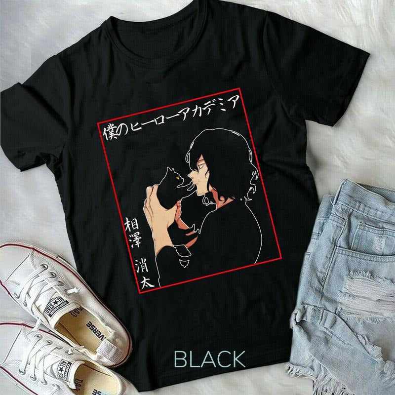 Shouta Aizawa,Aizawa with Cute Cat,Manga,BNHA, Boku no Hero new Unisex T-Shirt S-4XL Hoodie, Sweatshirt | InkThreadWorks.com