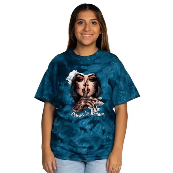 'Silence is Golden' Navy & Black Tie Dye T Shirt Pullover , Alt, Grunge, Streetwear, Sarcastic, Punk, Cotton, Casual, Comfort
