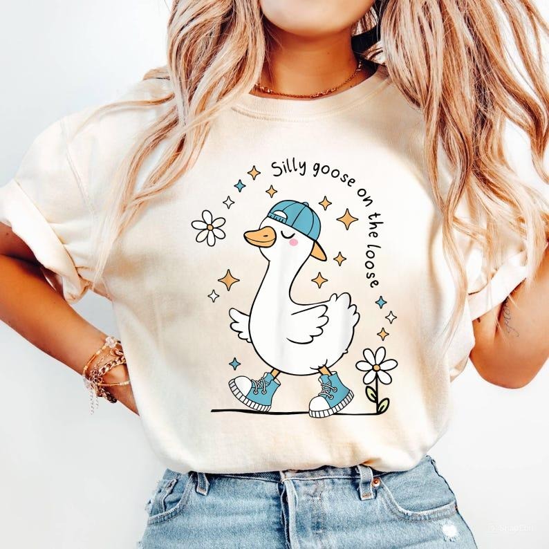 Silly Goose On The Loose Funny Goose Pun Boys Kids Toddlers Shirt, Goose T-Shirt, For Men, For Women