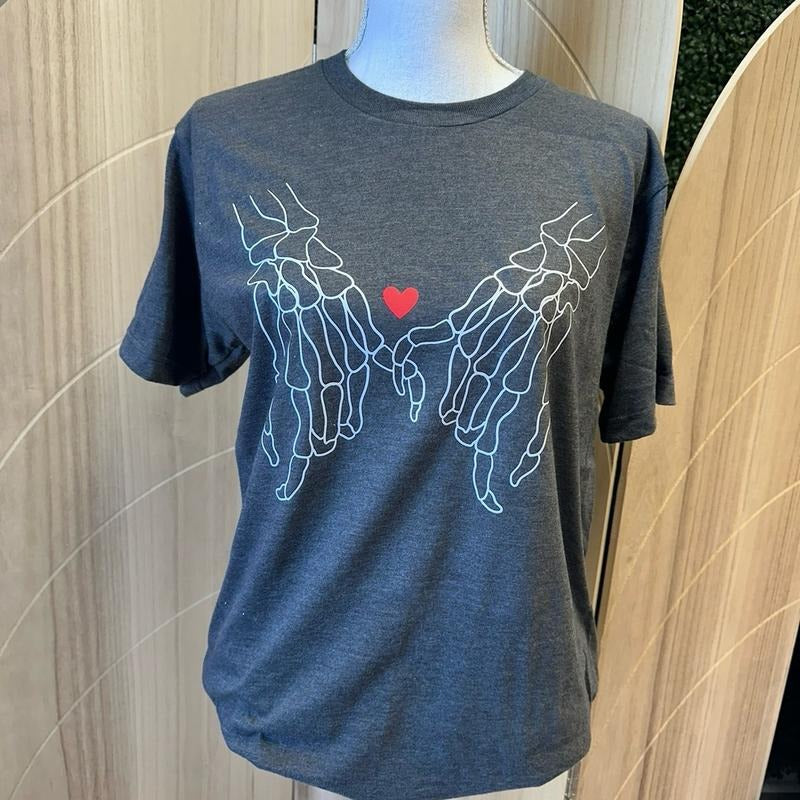 Skeleton Hands with Heart Valentine Day Tee - LIMITED QUANTITIES Hoodie, Sweatshirt | InkThreadWorks.com