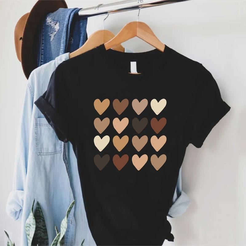Skin Tone Hearts Shirt, Equality Shirt, Diversity Shirt, Anti Racism, Racial Equality Tee, Black Lives Matter Shirt Classic Cotton Top