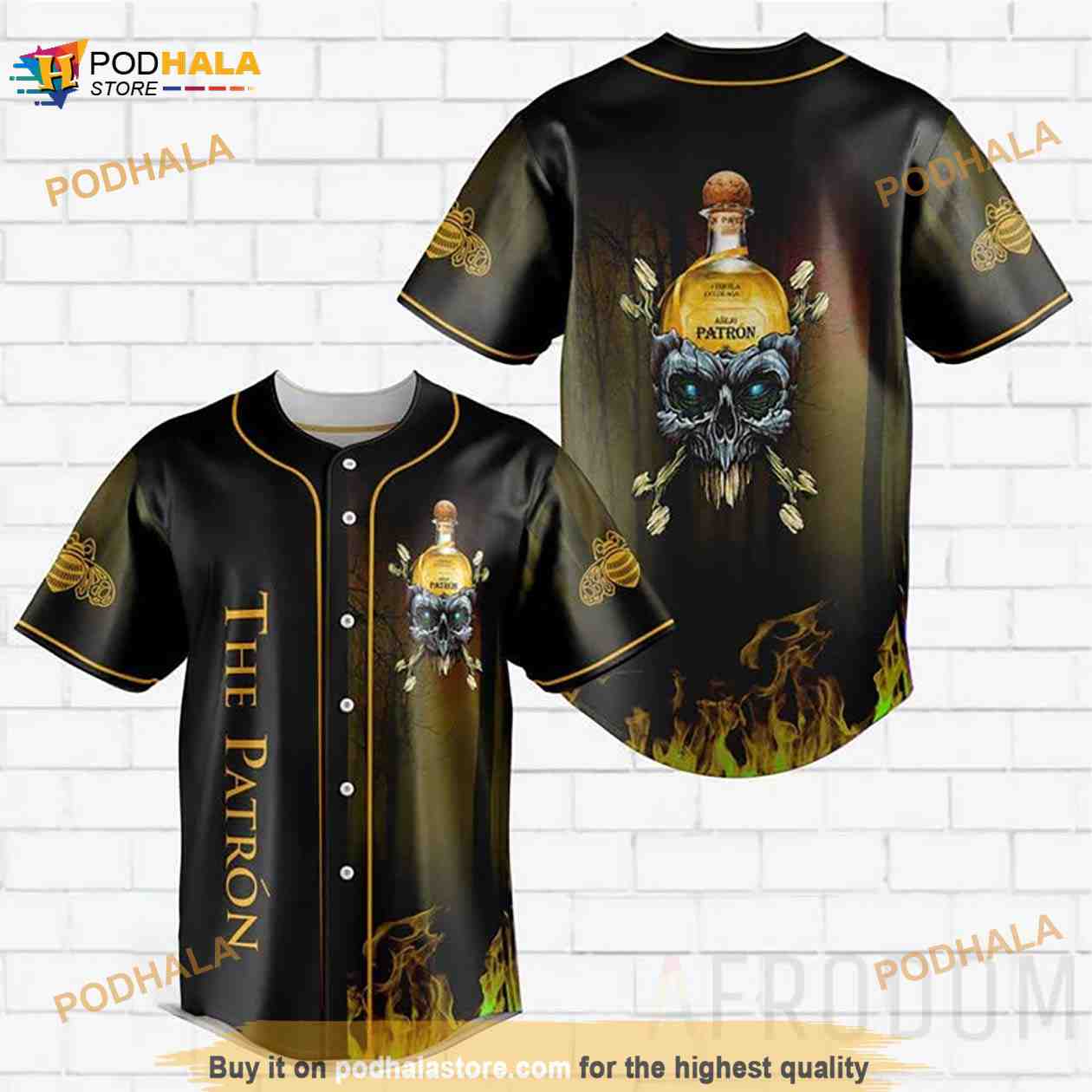 Skull With The Patrón 3D Baseball Jersey Shirt