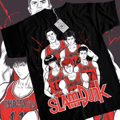 Slam Dunk Team T-Shirt Basketball For Anime Manga Black Tshirt Tee All Size