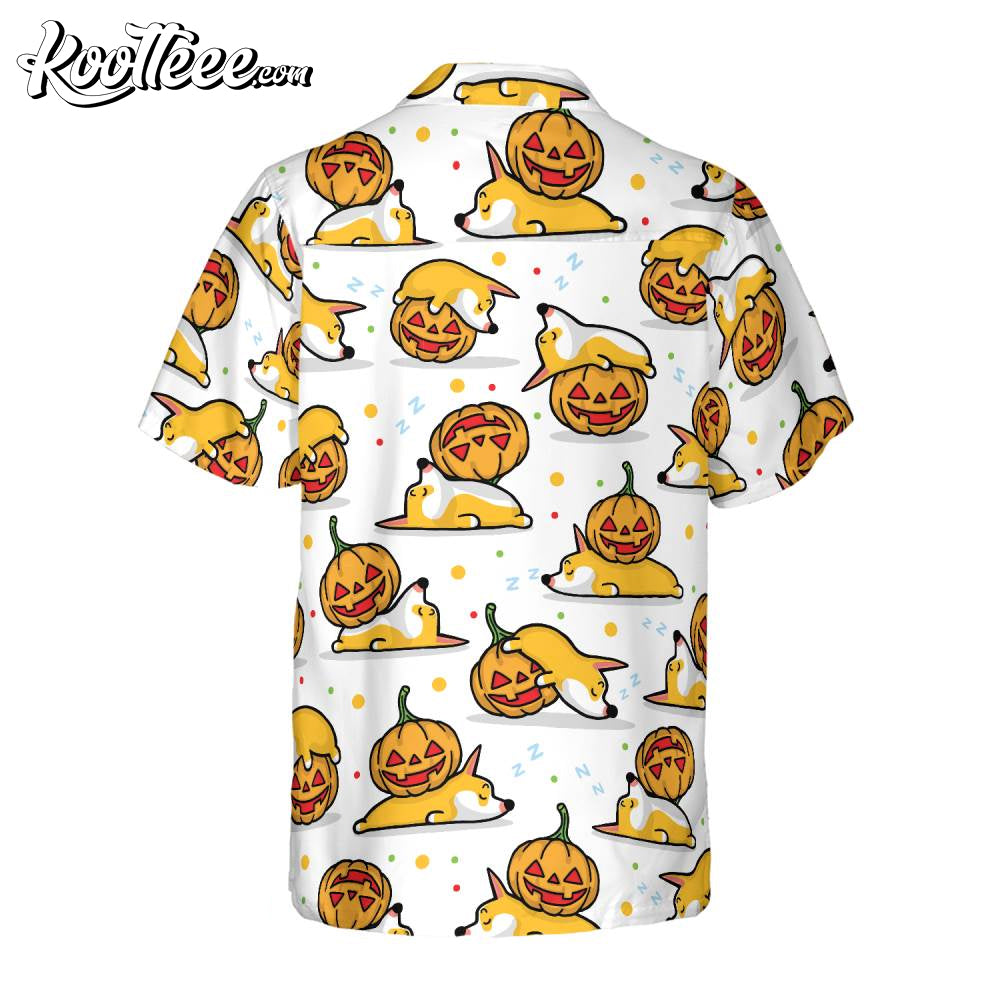 Sleeping Corgi Pumpkin Hawaiian Shirt