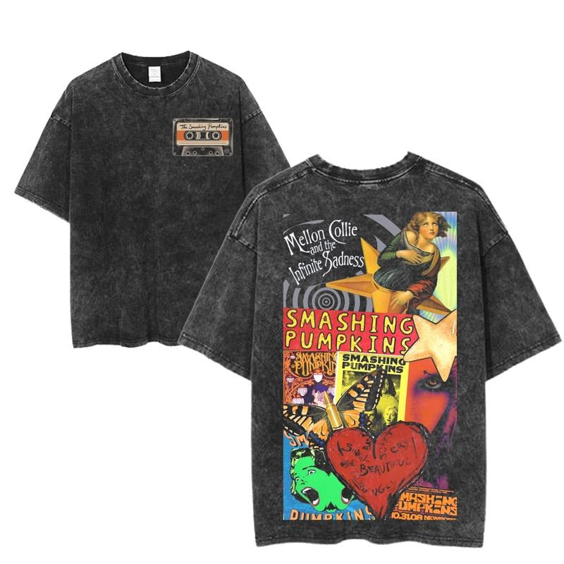 Smashing Pumpkins Mellon Collie Collage Graphic T-Shirt, 90s Alternative Rock Album Tee, Vintage Grunge Band Shirt, Bold Retro Music Top