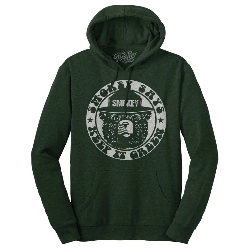 Smokey "Keep it Green" Pullover Hooded Sweatshirt - Green T-Shirts, Hoodie | InkThreadWorks.com