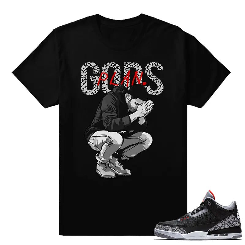 Sneaker T Shirts Black cement 3 Sneaker Match Tees Gods Plan Black Classic Menswear