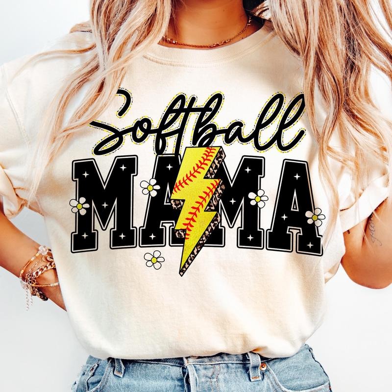Softball Mama Varsity T-Shirt, Softball Mama Shirt, Softball Lightning T-Shirt Hoodie, Sweatshirt | InkThreadWorks.com