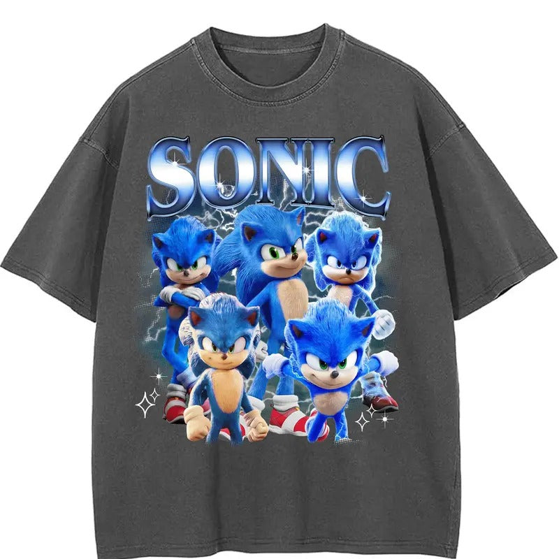 Sonik The Hedge Hog Comfort Colors Unisex Tshirt For Men- For Women, Y2K 90s Retro Celebrity Crush Movies Bootleg Tshirt, Style Fit Cotton Top
