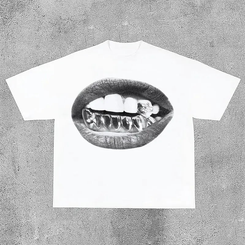 Sopula Unisex Lips Graphics Print Cotton T-Shirt