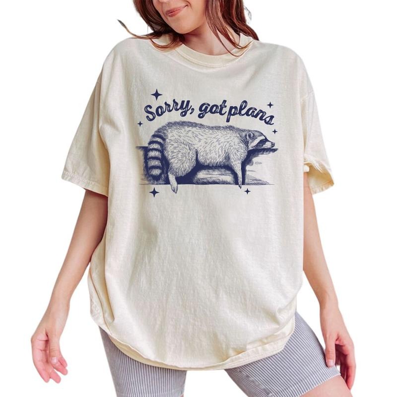 Sorry Got Plans Retro Unisex Shirt, Meme Tee, Funny Raccoon Retro Vintage Graphic Printed Tee, Sarcastic Unhinged Shirt,...