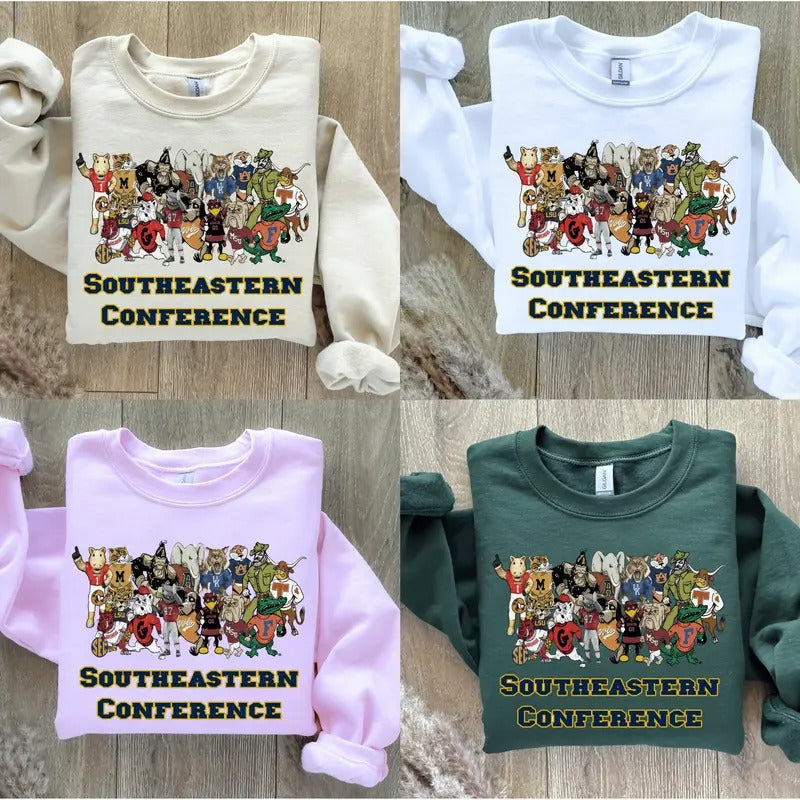 Southeastern Conference Mascot Sweatshirt, SEC Sweatshirt, SEC Football Shirts, Football Season Shirts Classic