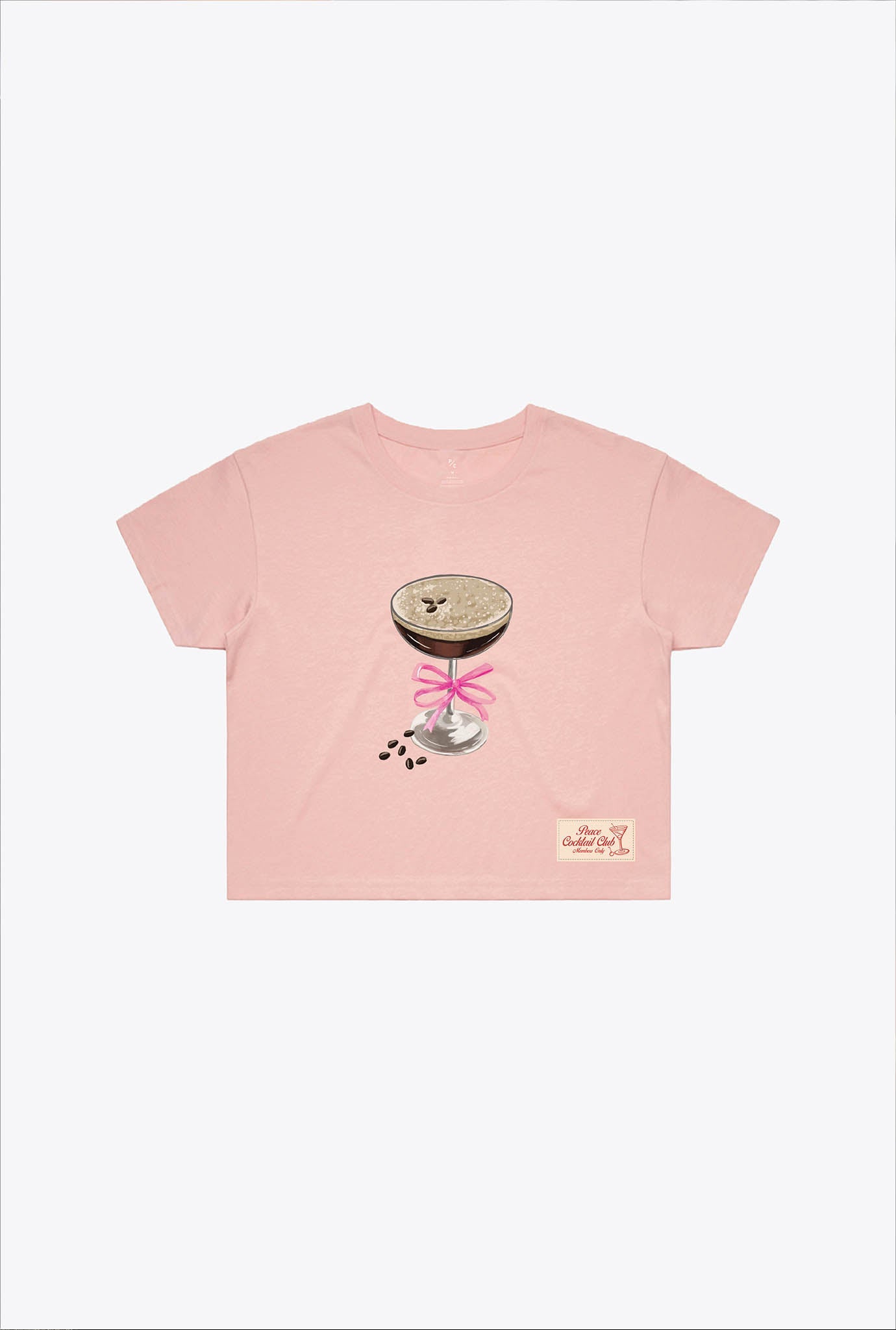 Espresso Martini Club Cropped T-Shirt - Dusty Pink