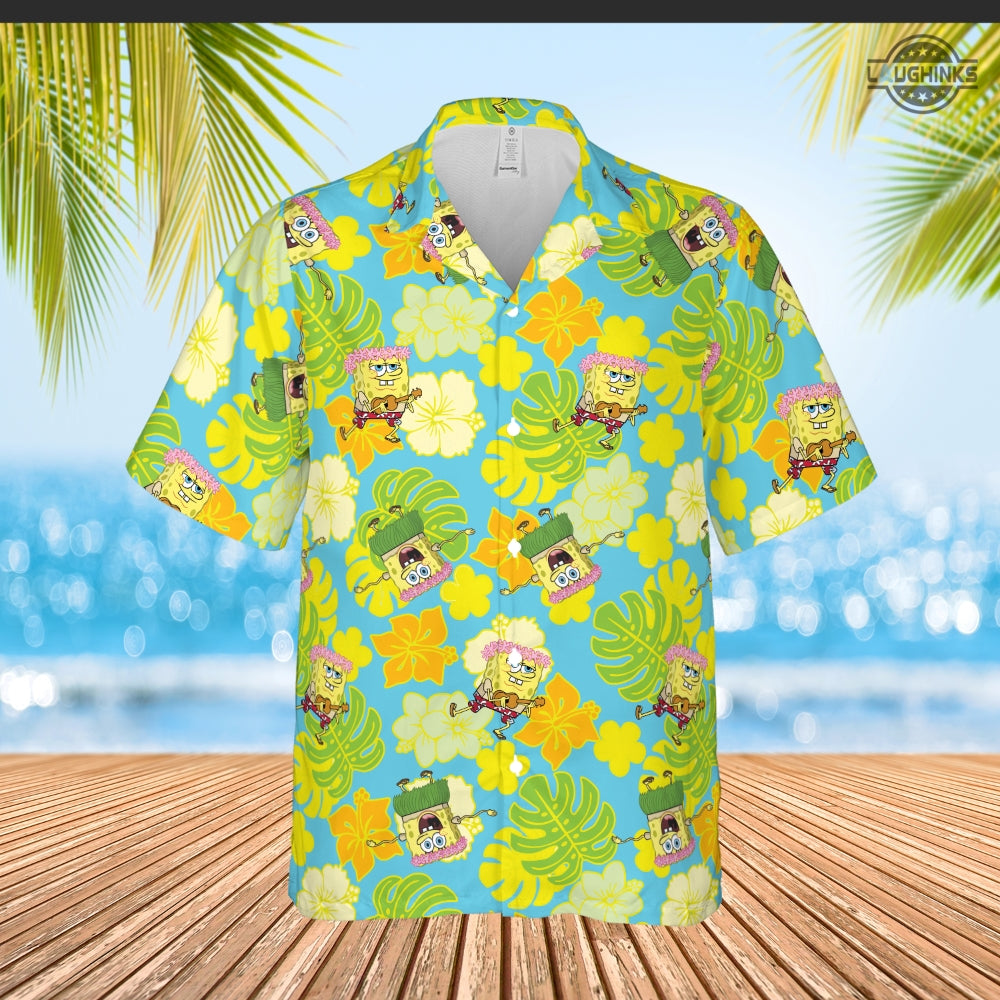 Spongebob Hawaiian Shirt Mens Spongebob Shirt Spongebob Button Up Shirt Mens And Shorts New
