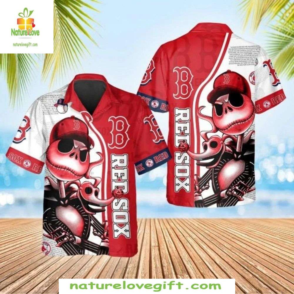 Boston Red Sox Hawaiian Shirt Spooky Jack Skellington Baseball Apparel