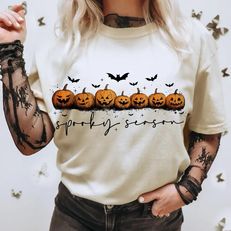 Spooky Season Shirt, Fall Pumpkin Shirt, Thanksgiving Shirt, Autumn Sweatshirt, Halloween T-Shirt Hoodie | InkThreadWorks.com