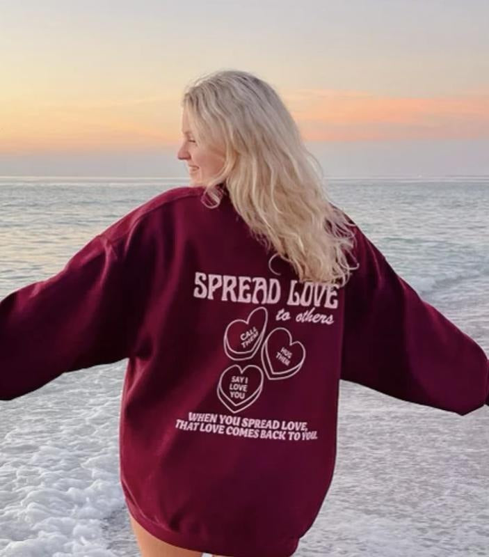 Spread Love Cotton Casual Sweatshirt Hoodie Unisex True to Size Womenswear Oversized Polyester Sweaters T-Shirts
