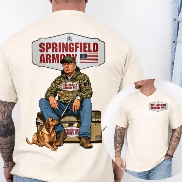 Springfield Armory Trump Hunting 2 Sided TShirt, Gun Lover, Tactical Gear, Unisex Short Sleeve Casual Cotton, Casual Top...